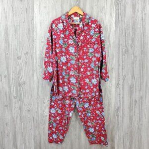 Vintage Cottagecore Pajama Set Red Floral Victoria Secret Cabincore